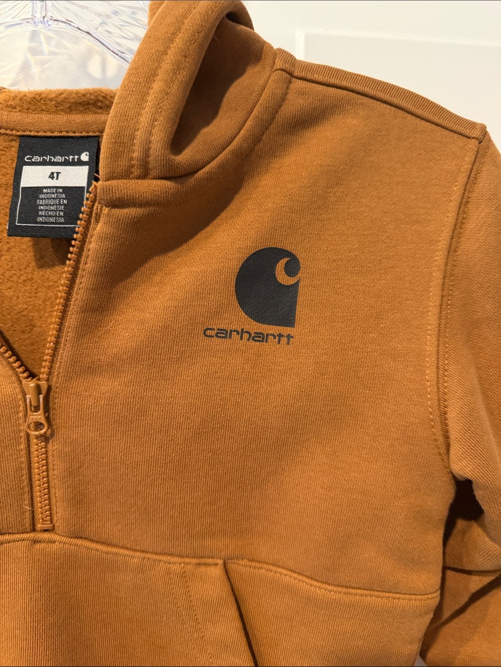 Carhartt Kids' Brown Half-Zip Hooded Sweatshirt 4T - Picture 3 of 6